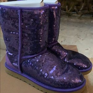 Ugg short purple sparkle boots